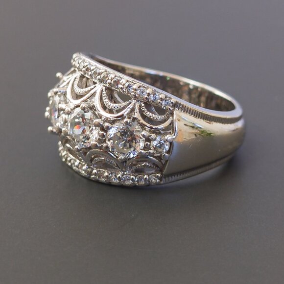 Tacori IV Sterling Silver CZ Lace Band Ring – Size 7 - Picture 5 of 13